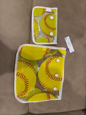 BOGG BAG Softball Print Clear Cosmetic Pouches - Yellow